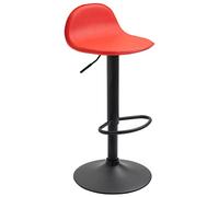CLP Taburete De Bar Lana V2 En Simil Cuero con Respaldo & Reposapiés I Silla Alta Moderna & Regulable En Altura I, Color:Rojo, Color del Marco:Negro