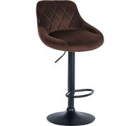 CLP Taburete De Bar Lazio En Terciopelo I Silla Alta De Cocina De Altura Ajustable con Base Metálica & Reposapiés, Color:marrón, Color del Marco:Negro