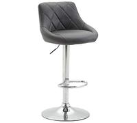 CLP Taburete De Bar Lazio Tapizado En Simil Cuero & con Base De Metal I Silla Alta Regulable En Altura & Giratorio Color Gris Color del Marco Cromado