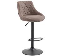 CLP Taburete De Bar Lazio Tapizado En Tela & con Base De Metal I Silla Alta Regulable En Altura & Giratorio, Color:Gris Pardo, Color del Marco:Negro