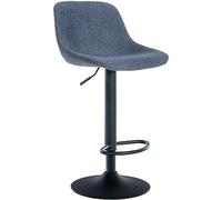 CLP Taburete De Bar Loft Tapizado En Polipiel, Terciopelo o Tela I Silla De Cocina Giratoria Moderna con Respaldo & Reposapiés, Color:Azul, Material:Tela