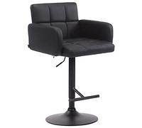 CLP Taburete De Bar Los Angeles En Polipiel I Taburete Alto Regulable En Altura I Silla Alta De Cocina con Respaldo Color:Negro;Color del Marco:Negro
