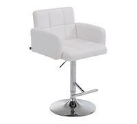 CLP Taburete De Bar Los Angeles En Polipiel I Taburete Alto Regulable En Altura I Silla Alta De Cocina con Respaldo, Color:Blanco, Color del Marco:Cromado