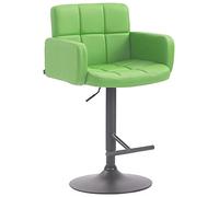 CLP Taburete De Bar Los Angeles En Polipiel I Taburete Alto Regulable En Altura I Silla Alta De Cocina con Respaldo Color Verde Claro Color del Marco Negro