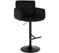 CLP Taburete de Bar los Angeles en Terciopelo I Silla de mostrador Ajustable en Altura con reposabrazos, Color:Negro, Color del Marco:Negro