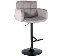 CLP Taburete de Bar los Angeles en Terciopelo I Silla de mostrador Ajustable en Altura con reposabrazos, Color:Gris, Color del Marco:Negro