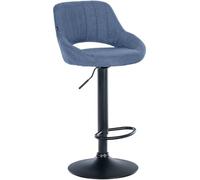 CLP Taburete de Bar Milet con Respaldo, Altura Regulable, Asiento Acolchado de Tela, Estructura Metalica giratoria, Color:Azul, Color del Marco:Negro