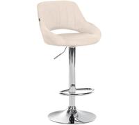 CLP Taburete de Bar Ajustable con Respaldo Milet, Taburete Acolchado con Funda de Tela, Silla de Barra metálica giratoria, Color:Crema, Color del Marco:Cromado