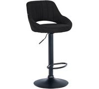 CLP Taburete de Bar Milet con Respaldo, Altura Regulable, Asiento Acolchado de Tela, Estructura Metalica giratoria, Color:Negro, Color del Marco:Negro