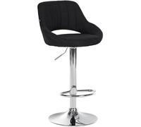 CLP Taburete de bar Milet – Respaldo, altura regulable, asiento acolchado de tela, negro/cromado