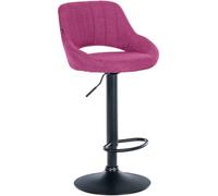 CLP Taburete de Bar Ajustable con Respaldo Milet, Taburete Acolchado con Funda de Tela, Silla de Barra metálica giratoria, Color:Violeta, Color del Marco:Negro