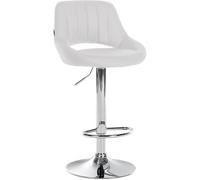CLP Taburete De Bar Milet En Polipiel I Silla Giratoria con Base Metálica & Reposapiés I Butaca Alto Acolchado, Color:Blanco, Color del Marco:Cromado