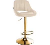 CLP Taburete de Bar Milet Regulable en Altura con Respaldo, Asiento Acolchado de Piel Sintetica, Estructura Metalica giratoria, Color:Crema, Color del Marco:Oro