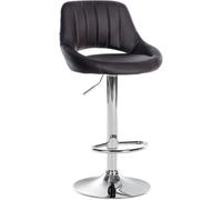 CLP Taburete de Bar Milet Regulable en Altura con Respaldo, Asiento Acolchado de Piel Sintetica, Estructura Metalica giratoria, Color:marrón, Color del Marco:Cromado