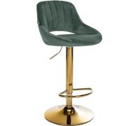 CLP Taburete de Bar Milet Regulable en Altura con Respaldo, Asiento tapizado de Terciopelo, Estructura Metalica giratoria Color:Verde Claro;Color del Marco