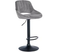 CLP Taburete de Bar Milet Regulable en Altura con Respaldo, Asiento tapizado de Terciopelo, Estructura Metalica giratoria | Color Gris Oscuro Color del Marco Negro