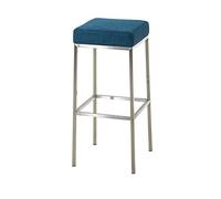 CLP Taburete de Bar Montreal en Tela I Silla Alta con Reposapiés I Taburete con Altura de Asiento 80 cm I Color: Azul, Soporte: en acero inoxidable