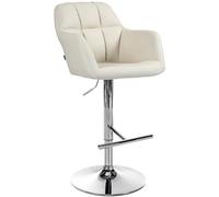 CLP Taburete De Bar Natoma Acolchada En Polipiel I Silla Giratoria De Cocina con Base Metálica & Reposapiés, Color:Crema, Material del Soporte:Hierro Cromado