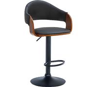 CLP Taburete De Bar Nilse En Polipiel con Carcasa De Madera I Silla Giratoria & Ajustable En Altura Nórdica, Color:Nuez/Negro, Color del Marco:Negro