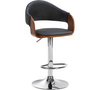 CLP Taburete De Bar Nilse En Polipiel con Carcasa De Madera I Silla Giratoria & Ajustable En Altura Nórdica, Color:Nuez/Negro, Color del Marco:Cromado
