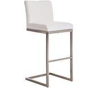 CLP Taburete de Bar con Respaldo Paros, Taburete de Barra con Reposapiés, Asiento Acolchado Moderno, Color:Blanco