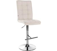 CLP Taburete De Bar Peking Tapizada En Tela con Base Metálica I Silla De Altura Ajustable Giratoria con Reposapiés, Color:Crema, Color del Marco:Cromado