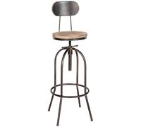 CLP Taburete de Bar Pino I Taburete de Bar Regulable en Altura con Asiento y Respaldo de Madera I Taburete de mostrador Regulable en Altura y Giratorio, Color:Bronce