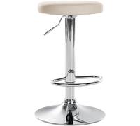 CLP Taburete De Bar Ponte Giratorio, Redondo & Acolchado I Silla De Altura Ajustable En Polipiel & Base Metálica, Color:Crema, Color del Marco:Cromado