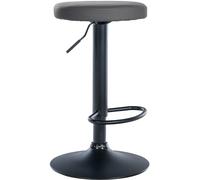 CLP Taburete De Bar Ponte Giratorio, Redondo & Acolchado I Silla De Altura Ajustable En Polipiel & Base Metálica, Color:Gris, Color del Marco:Negro