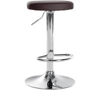 CLP Taburete De Bar Ponte Giratorio, Redondo & Acolchado I Silla De Altura Ajustable En Polipiel & Base Metálica, Color:marrón, Color del Marco:Cromado