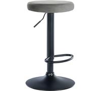 CLP Taburete De Bar Ponte Giratorio, Redondo & Acolchado I Silla De Altura Ajustable En Terciopelo & Base Metálica, Color:Gris, Color del Marco:Negro