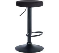 CLP Taburete De Bar Ponte Giratorio, Redondo & Acolchado I Silla De Altura Ajustable En Terciopelo & Base Metálica, Color:Negro, Color del Marco:Negro