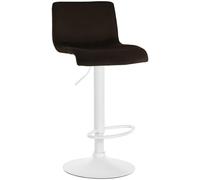 CLP Taburete de Bar Regulable en Altura con Respaldo Hover, Taburete de Bar tapizado con Funda de Terciopelo, con Estructura metálica, Color:marrón, Material del Soporte:Metal Blanco Mate
