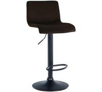 CLP Taburete de Bar Regulable en Altura con Respaldo Hover, Taburete de Bar tapizado con Funda de Terciopelo, con Estructura metálica, Color:marrón, Material del Soporte:Negro Mate Metal