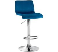 CLP Taburete de Bar Regulable en Altura con Respaldo Hover, Taburete de Bar tapizado con Funda de Terciopelo, con Estructura metálica, Color:Azul, Material del Soporte:Hierro Cromado