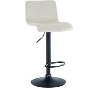 CLP Taburete de Bar Regulable en Altura con Respaldo Hover, Taburete de Bar tapizado con Funda de Terciopelo, con Estructura metálica, Color:Crema, Material del Soporte:Negro Mate Metal