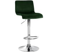CLP Taburete de Bar Regulable en Altura con Respaldo Hover, Taburete de Bar tapizado con Funda de Terciopelo, con Estructura metálica, Color:Verde Claro, Material del Soporte:Hierro Cromado