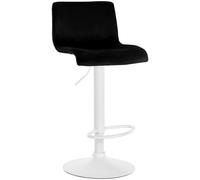 CLP Taburete de Bar Regulable en Altura con Respaldo Hover, Taburete de Bar tapizado con Funda de Terciopelo, con Estructura metálica, Color:Negro, Material del Soporte:Metal Blanco Mate
