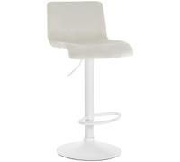 CLP Taburete de Bar Regulable en Altura con Respaldo Hover, Taburete de Bar tapizado con Funda de Terciopelo, con Estructura metálica, Color:Crema, Material del Soporte:Metal Blanco Mate