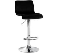CLP Taburete de Bar Regulable en Altura con Respaldo Hover, Taburete de Bar tapizado con Funda de Terciopelo, con Estructura metálica, Color:Negro, Material del Soporte:Hierro Cromado