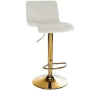 CLP Taburete de Bar Regulable en Altura con Respaldo Hover, Taburete de Bar tapizado con Funda de Terciopelo, con Estructura metálica, Color:Crema, Material del Soporte:Oro metálico