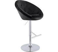 CLP Taburete de Bar Regulable en Altura con Respaldo London, Silla de Bar Acolchada con Terciopelo, Estructura Metalica giratoria 360 Grados, Color:Negro, Color del Marco:Cromado