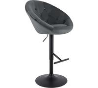 CLP Taburete de Bar Regulable en Altura con Respaldo London, Silla de Bar Acolchada con Terciopelo, Estructura Metalica giratoria 360 Grados, Color:Gris Oscuro, Color del Marco:Negro