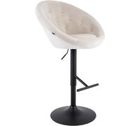 CLP Taburete de Bar Regulable en Altura con Respaldo London, Silla de Bar Acolchada con Terciopelo, Estructura Metalica giratoria 360 Grados, Color:Crema, Color del Marco:Negro