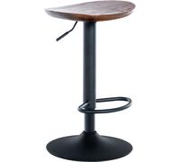 CLP Taburete De Bar Skelde con Base Metálica Ajustable En Altura I Silla Giratoria De Cocina con Asiento De Madera, Color:Nuez