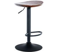 CLP Taburete De Bar Skelde con Base Metálica Ajustable En Altura I Silla Giratoria De Cocina con Asiento De Madera, Color:Nuez