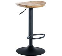 CLP Taburete De Bar Skelde con Base Metálica Ajustable En Altura I Silla Giratoria De Cocina con Asiento De Madera, Color:Natura