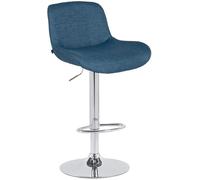 CLP Taburete de Bar Solon Cromado I tapizado en Terciopelo o Tela I Taburete de Bar Regulable en Altura y Giratorio I Taburete de Bar tapizado, Color:Azul, Material:Tela