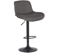 CLP Taburete de Bar Solon Negro I tapizado en Terciopelo o Tela I Taburete de Bar Regulable en Altura y Giratorio, Color:Gris Oscuro, Material:Tela