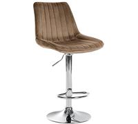 CLP Taburete De Bar Toni Tapizada En Terciopelo I Silla Giratoria Ajustable En Altura con Base Metálica & Reposapiés, Color:marrón, Color del Marco:Cromado